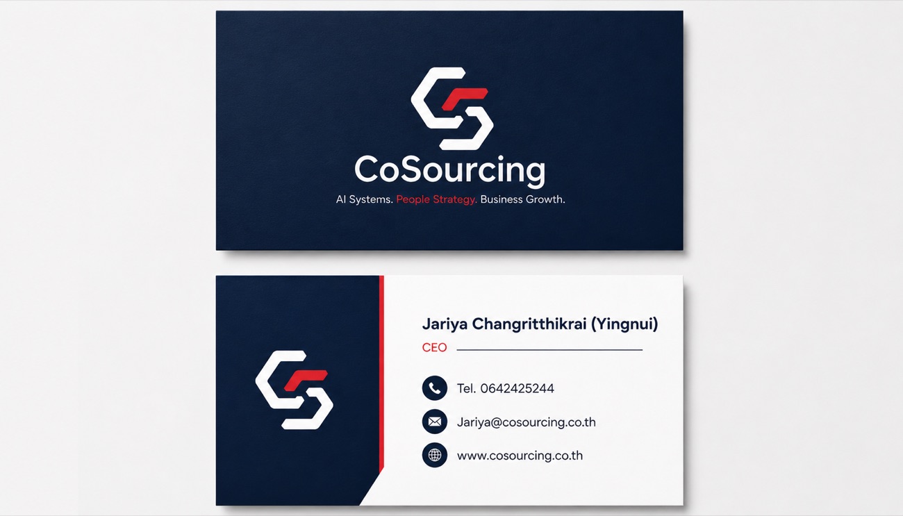 CoSourcing business card with contact information